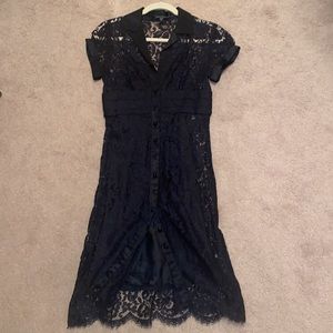 Black Lace and Silk Cocktail Dress